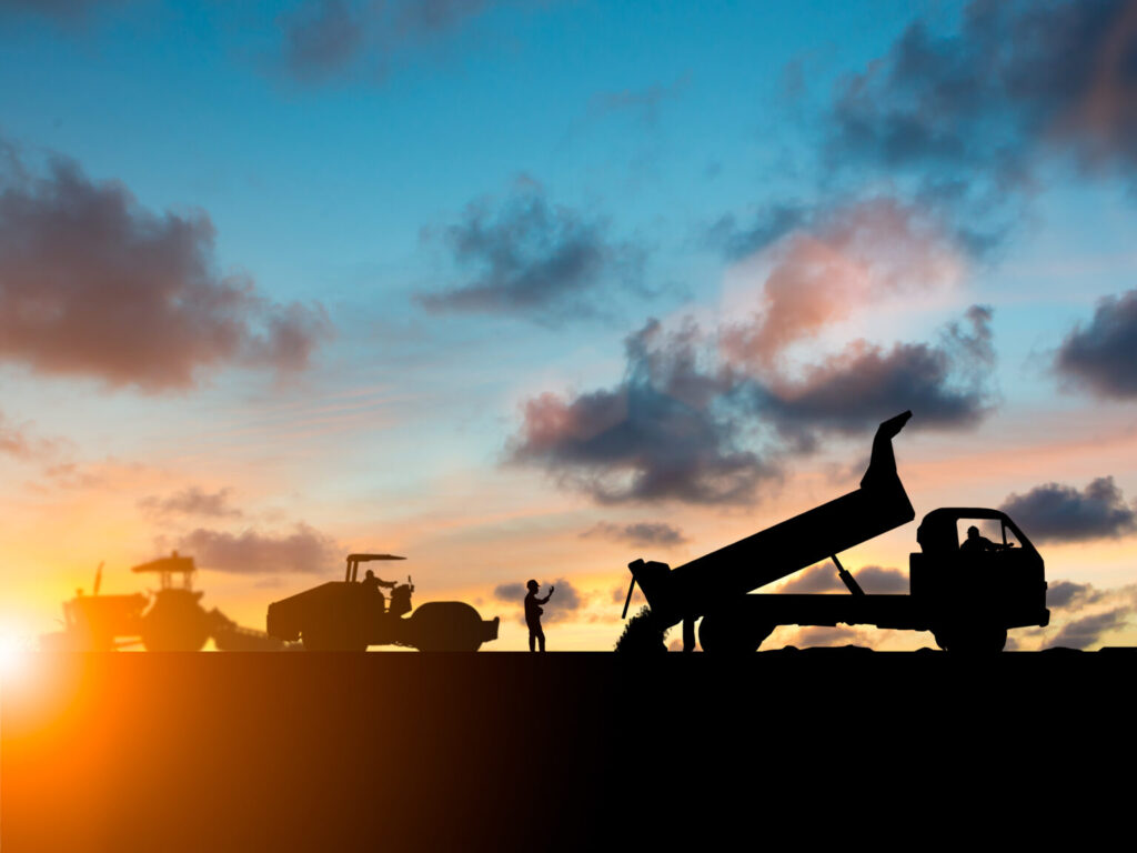 Main banner showing construction equipment at sunset – ASC Saudi Arabia